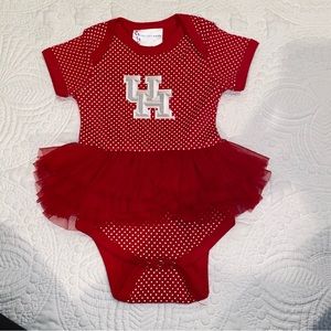 Two feet ahead baby girls U of H ( University of Houston ) polka dot tutu onesie